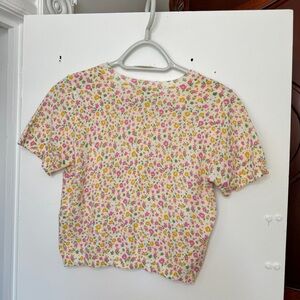 Cropped Floral T-shirt Top